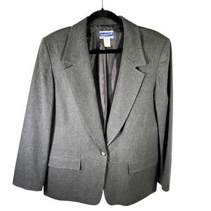 Pendleton Wool Blazer Jacket Women's Size 14 Gray Made in‎ USA Vintage